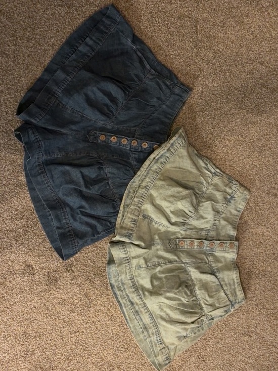 We The Free Pants - We The Free denim shorts - blue and olive